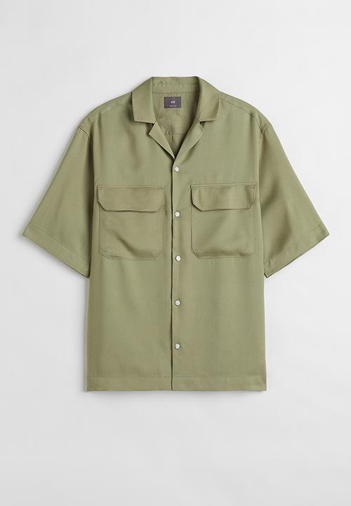H&M - Relaxed fit lyocell resort shirt - khaki green