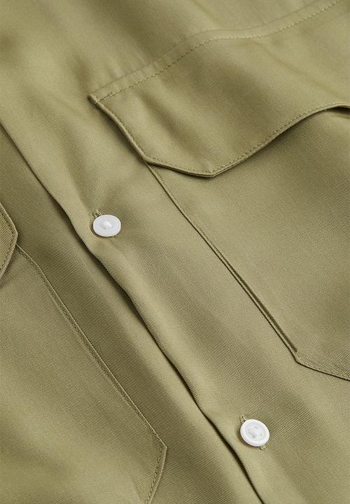 H&M - Relaxed fit lyocell resort shirt - khaki green