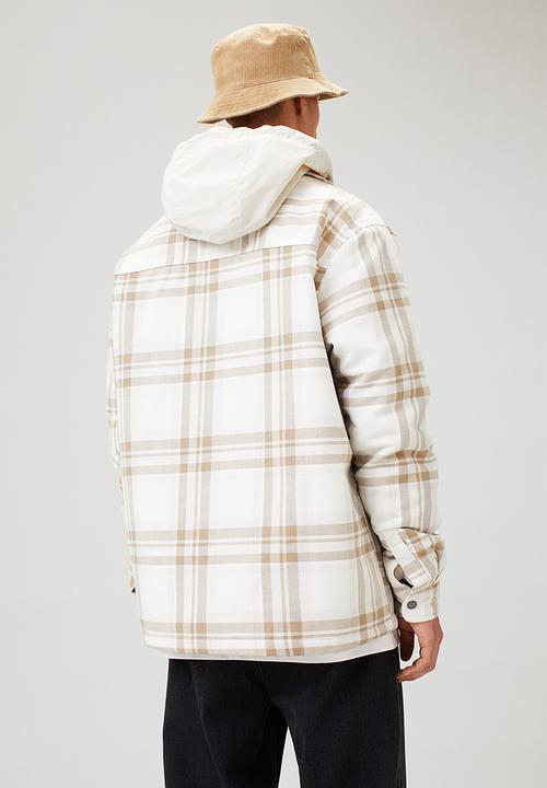 H&M - Padded overshirt - white/beige checked