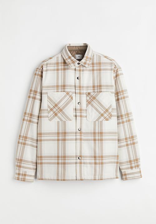 H&M - Padded overshirt - white/beige checked