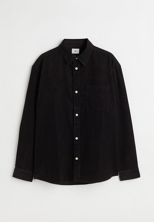 H&M - Relaxed fit corduroy shirt - black