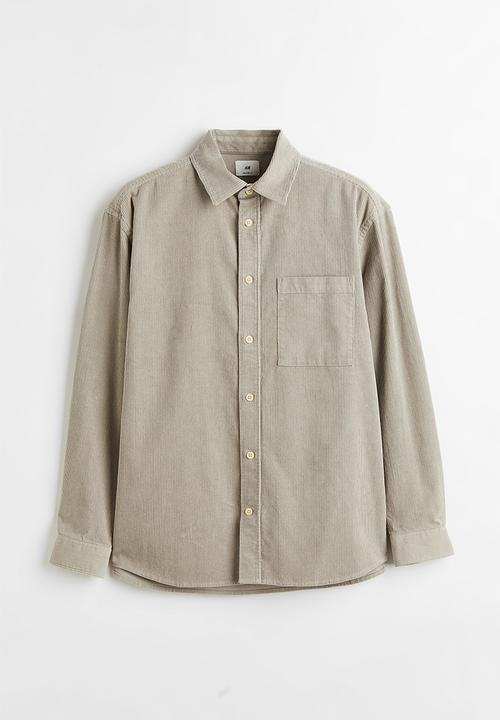 H&M - Relaxed fit corduroy shirt - light greige