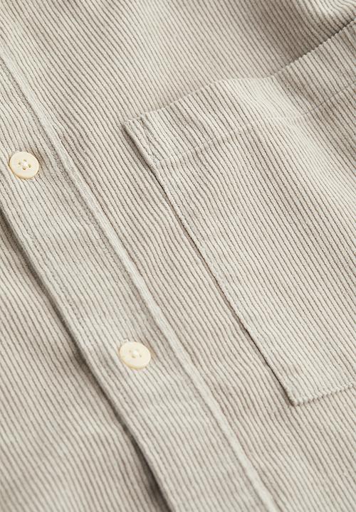 H&M - Relaxed fit corduroy shirt - light greige