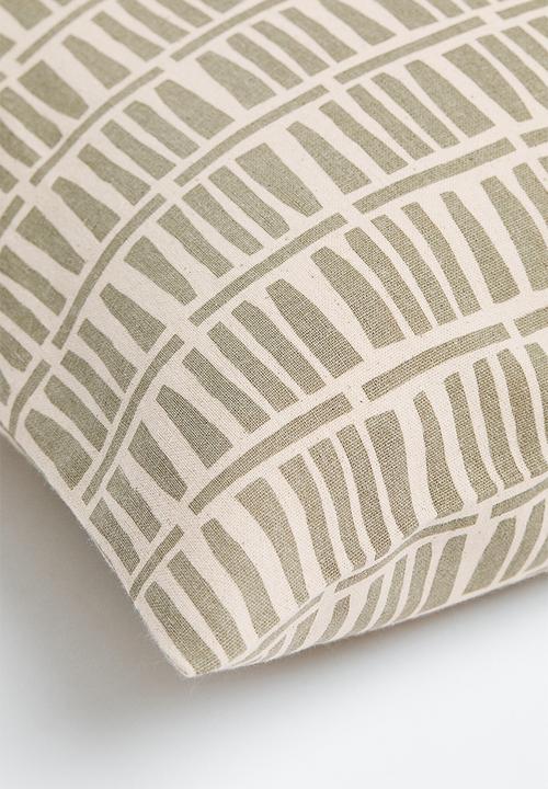 H&M - Patterned cotton cushion cover - green/multi