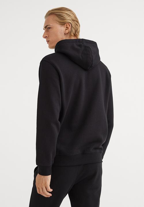 H&M - Regular fit printed hoodie - black