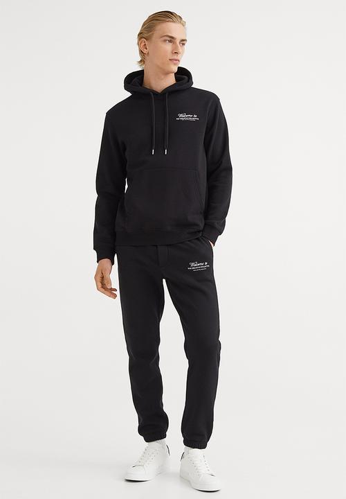 H&M - Regular fit printed hoodie - black