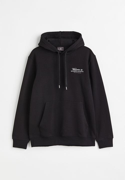 H&M - Regular fit printed hoodie - black