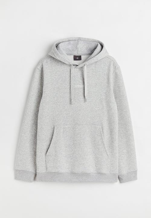 H&M - Regular fit printed hoodie - grey marl/artisan