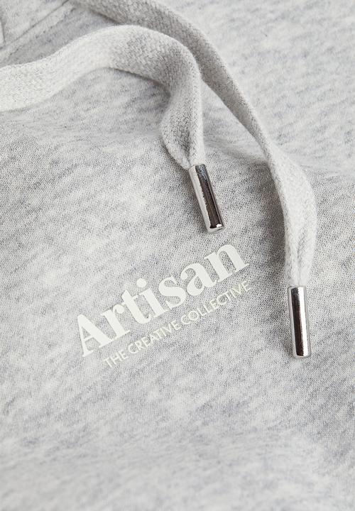 H&M - Regular fit printed hoodie - grey marl/artisan