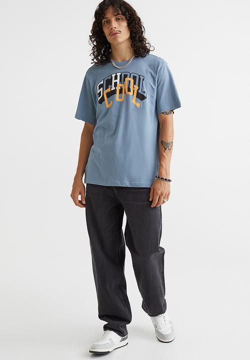 H&M - Regular fit printed T-shirt - blue/school cool