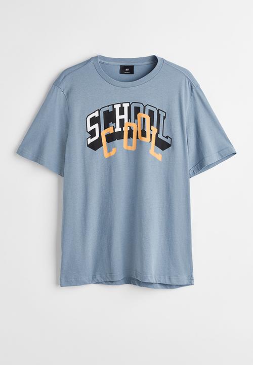 H&M - Regular fit printed T-shirt - blue/school cool