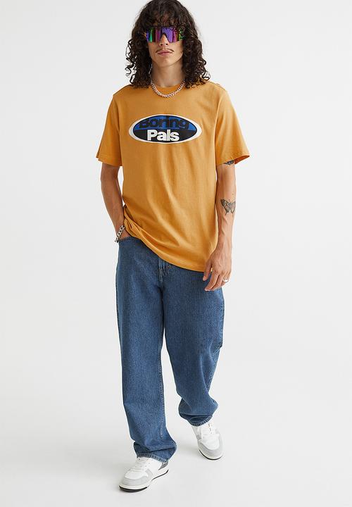 H&M - Regular fit printed T-shirt - yellow/boring pals