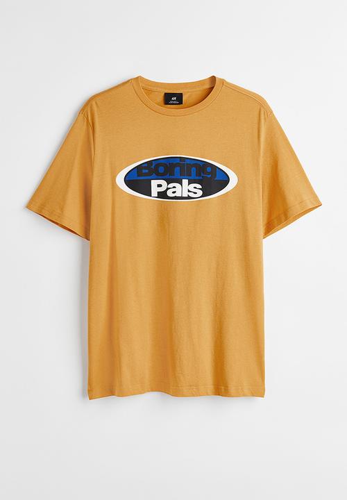 H&M - Regular fit printed T-shirt - yellow/boring pals