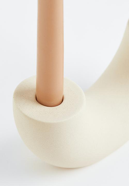 H&M - Ceramic candlestick - white/beige