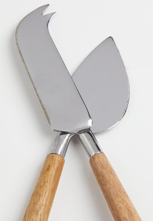 H&M - 2-pack metal cheese knives - silver/brown/multi