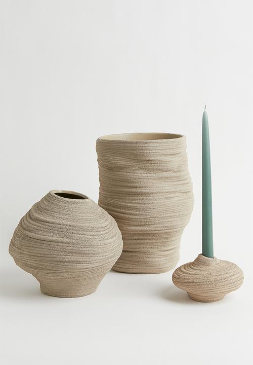 H&M - Asymmetric stoneware vase - beige/grey I