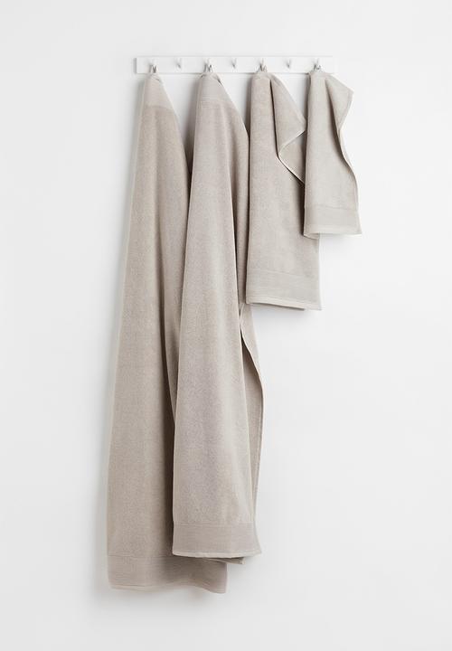H&M - Cotton terry bath sheet - beige/grey