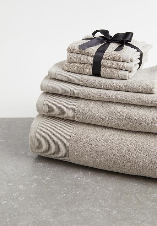 H&M - Cotton terry bath sheet - beige/grey