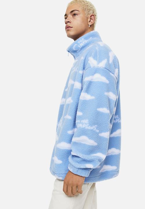 H&M - Oversized fit teddy jacket - light blue/the simpsons