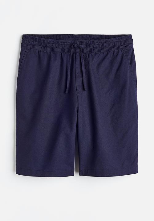 H&M - Loose fit linen-blend shorts - dark blue