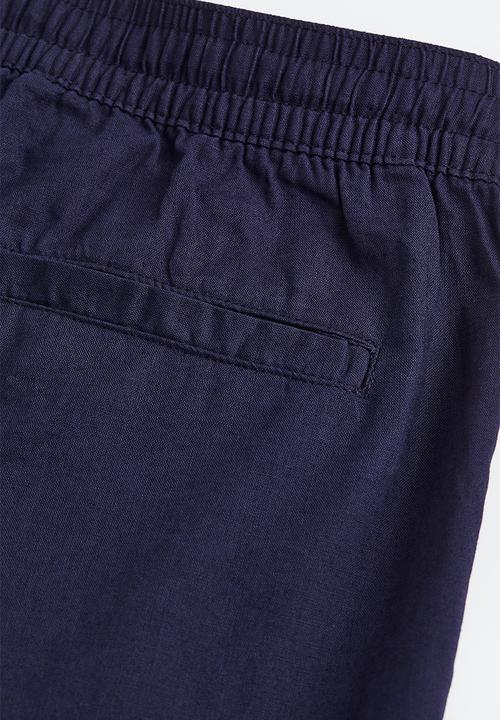 H&M - Loose fit linen-blend shorts - dark blue