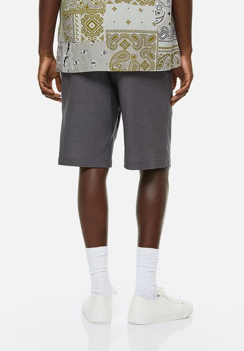 H&M - Loose fit linen-blend shorts - dark grey