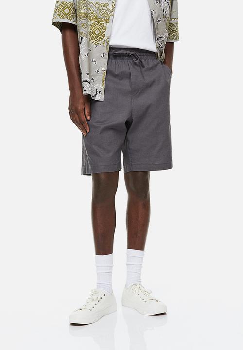 H&M - Loose fit linen-blend shorts - dark grey