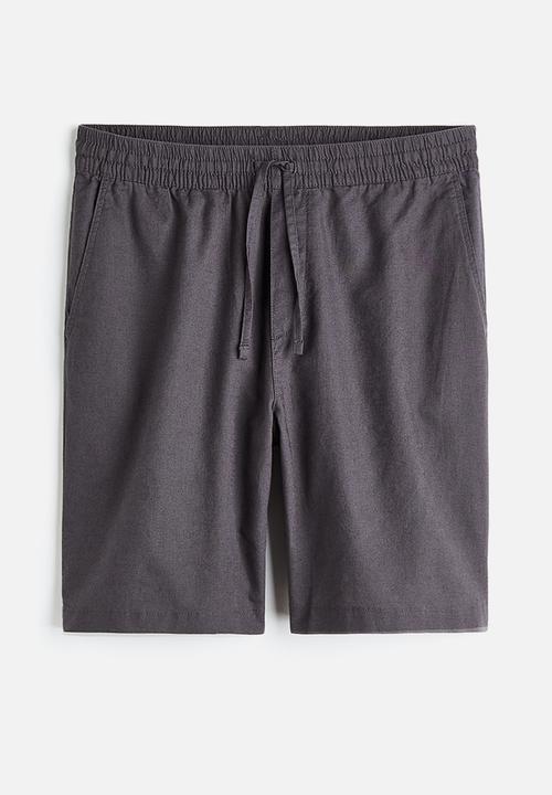 H&M - Loose fit linen-blend shorts - dark grey