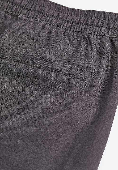 H&M - Loose fit linen-blend shorts - dark grey