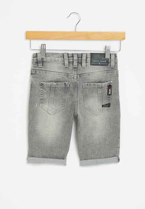 SOVIET - B chosen boys denim short - grey spider