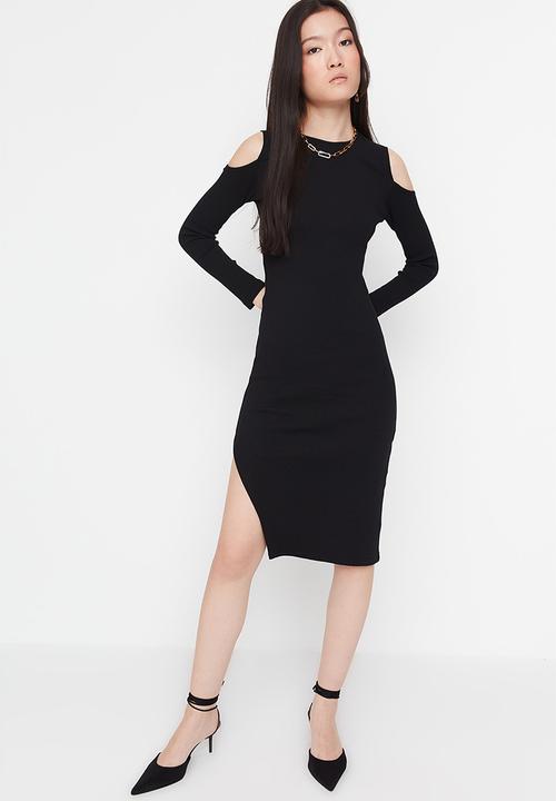 Trendyol - Cut-out detail bodycon dress - black