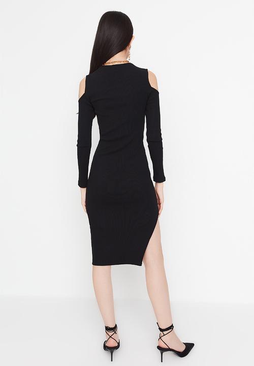 Trendyol - Cut-out detail bodycon dress - black