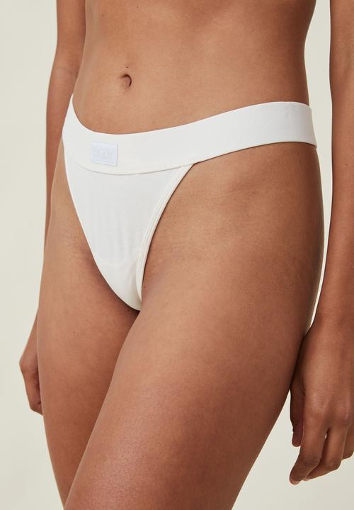 Cotton On - Organic cotton branded tanga G-string brief - whisper white
