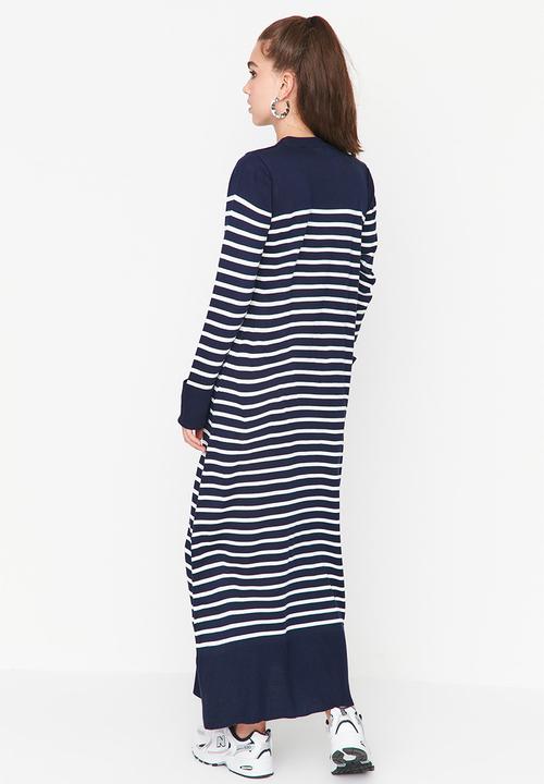 Trendyol - Striped knit dress - navy