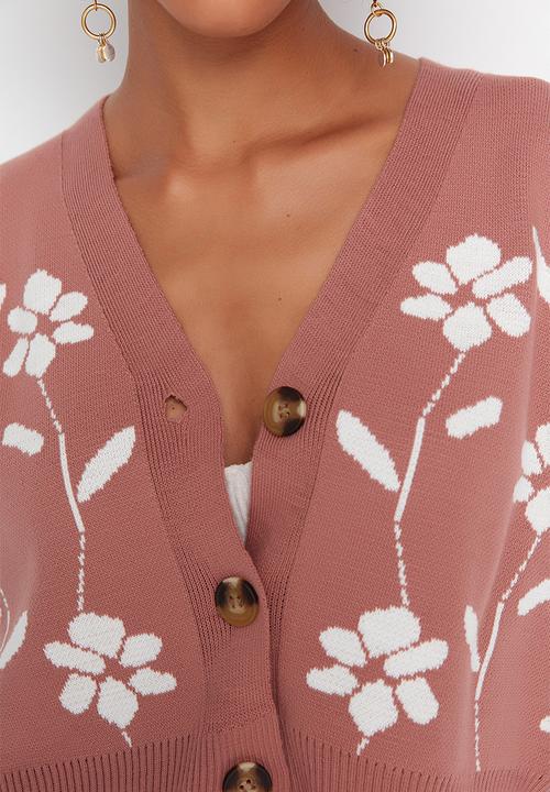 Trendyol - Jacquard knit cardigan - rose