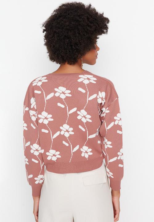 Trendyol - Jacquard knit cardigan - rose