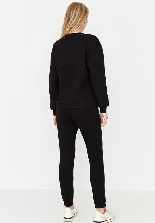Trendyol - Fleece tracksuit set - black