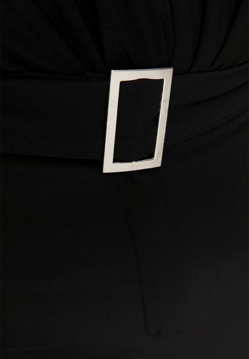Trendyol - Plus slit belted trousers - black