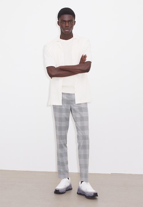 H&M - Slim fit trousers - grey/checked