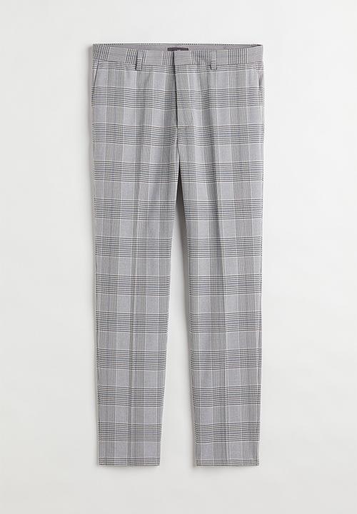 H&M - Slim fit trousers - grey/checked