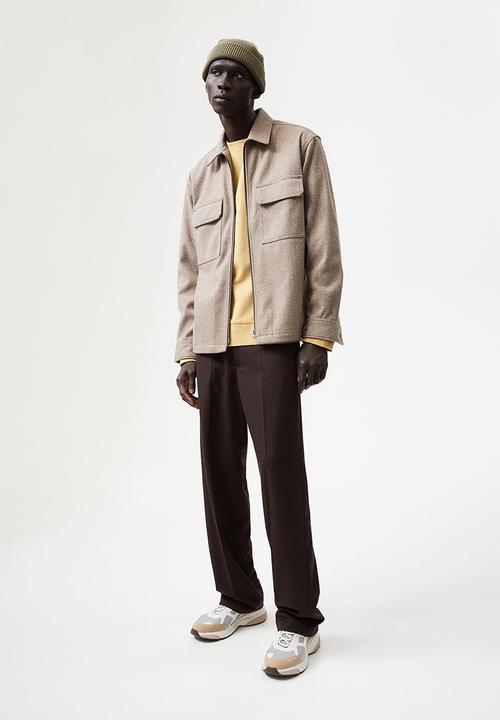 H&M - Overshirt - dark beige/herringbone pattern
