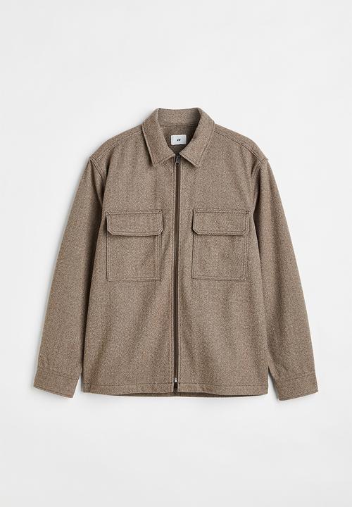 H&M - Overshirt - dark beige/herringbone pattern