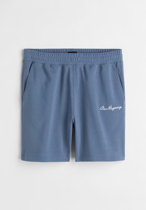 H&M - Relaxed fit sweatshirt shorts - pigeon blue/new beginnings