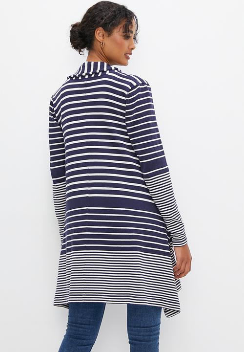 edit - Drape waterfall cardigan - navy & white