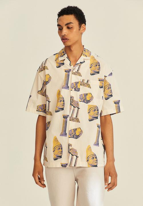 H&M - Oversized fit patterned resort shirt - cream/patterned