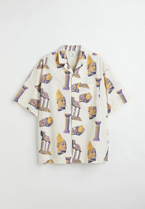 H&M - Oversized fit patterned resort shirt - cream/patterned