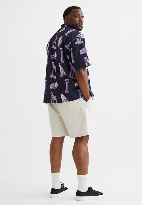H&M - Oversized fit patterned resort shirt - dark blue/patterned