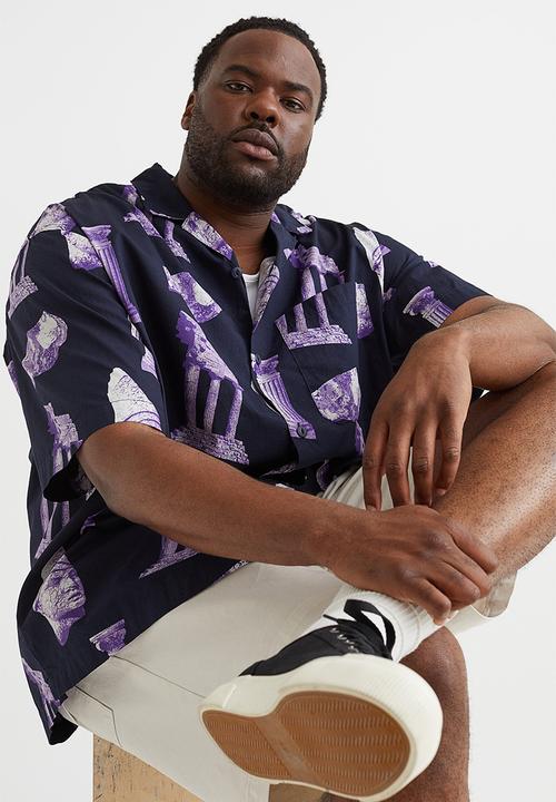 H&M - Oversized fit patterned resort shirt - dark blue/patterned