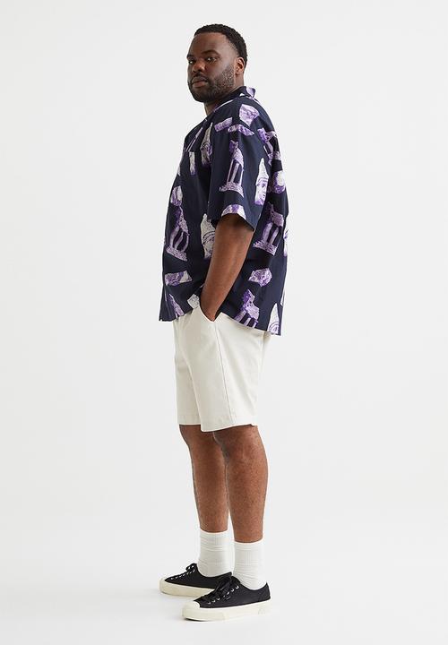 H&M - Oversized fit patterned resort shirt - dark blue/patterned