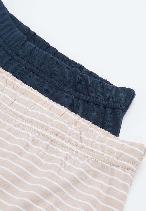 Superbalist - 2 Pack cotton shorts - blue & stone